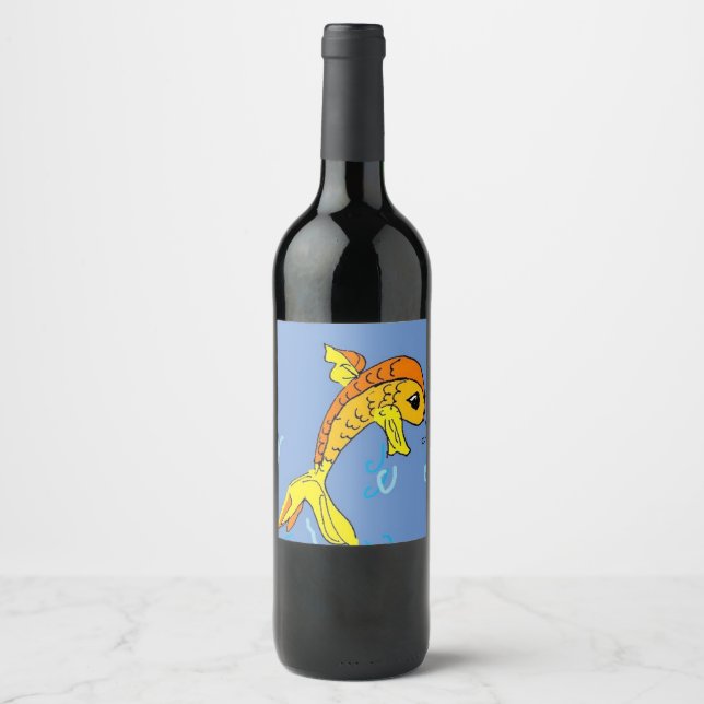 Etiqueta Para Botella De Vino etiqueta del vino de pescado personalizado (Anverso)