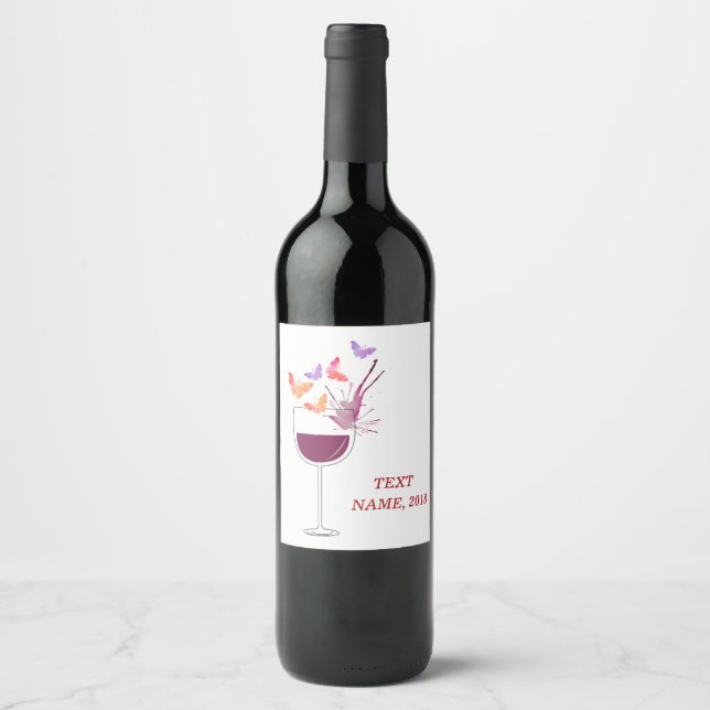 Etiqueta Para Botella De Vino ETIQUETA DEL VINO - mariposa, vino tinto (Anverso)