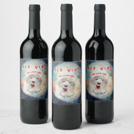 Etiqueta Para Botella De Vino ETIQUETA DEL VINO Perro Cute Labradoodle y texto