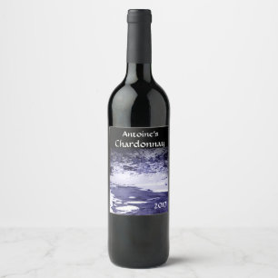 Etiqueta Para Botella De Vino Etiqueta fría azul y blanca del vino de la cala
