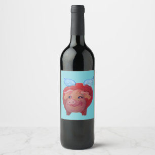 Etiqueta Para Botella De Vino etiqueta gorda del vino del cerdo del vuelo
