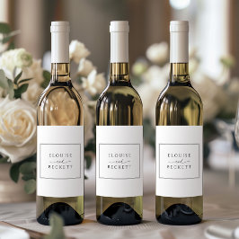 Etiqueta Para Botella De Vino Etiqueta moderna de frasco de Boda blanco y negro