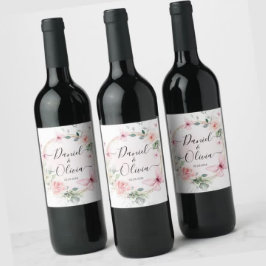 Etiqueta Para Botella De Vino Etiqueta Monograma de mariposa azul rosa bonito