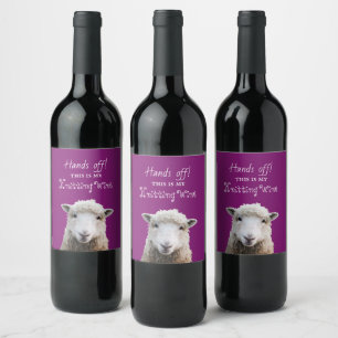 Etiqueta Para Botella De Vino Etiqueta personalizada con cara de oveja tejiendo
