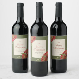 Etiqueta Para Botella De Vino Etiqueta personalizada de flores vintage rojas par