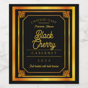 Etiqueta Para Botella De Vino Etiqueta personalizada de vino casero de oro negro