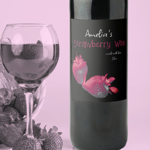 Etiqueta Para Botella De Vino Etiqueta personalizada de vino de fresa casera