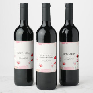 Etiqueta Para Botella De Vino Etiquette "Coquelicots"