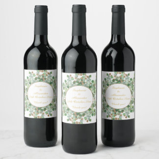 Etiqueta Para Botella De Vino Eucalipto de salvia blanca circular Botánica
