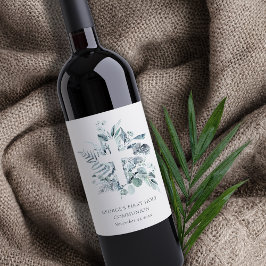 Etiqueta Para Botella De Vino Eucalyptus Fern Foliage Cross First Holy Communia