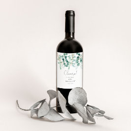 Etiqueta Para Botella De Vino Eucalyptus verde Cheers ducha de novia