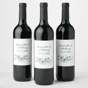 Etiqueta Para Botella De Vino Eucalyptus Watercolor Greenery Boho