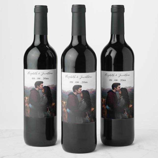 Etiqueta Para Botella De Vino Evento de Boda fotográfico personalizado (Botellas)