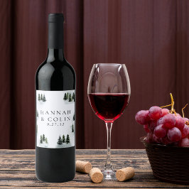 Etiqueta Para Botella De Vino Evergreen Mountain Glen Blanco Verde Negro