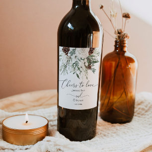 Etiqueta Para Botella De Vino Evergreen winter elegantes Cheings to Love boda