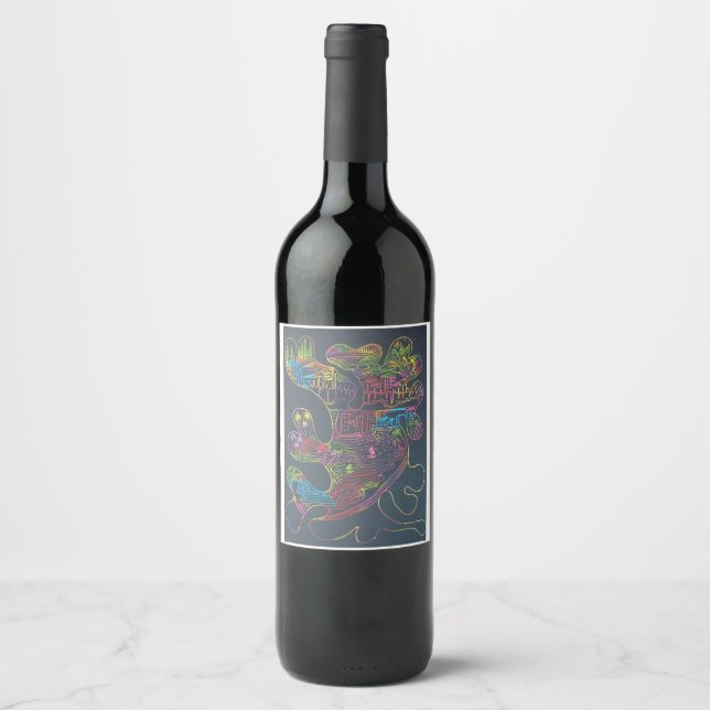 Etiqueta Para Botella De Vino Excelencia Floreciente (Anverso)