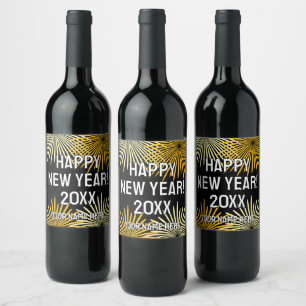 Etiqueta Para Botella De Vino exhibición de fuegos artificiales de Año Nuevo per