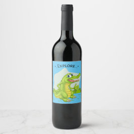 Etiqueta Para Botella De Vino explorador de cocodrilos