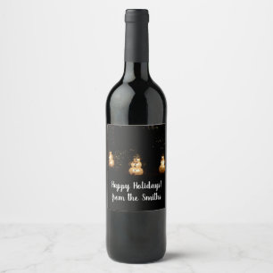 Etiqueta Para Botella De Vino Exposición de Luces de Vacaciones del Muñeco de Ni