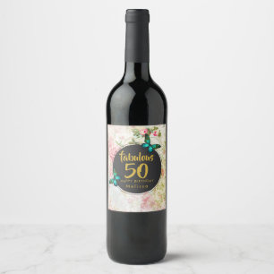 Etiqueta Para Botella De Vino Fabulosas 50 mariposas en collage vintage