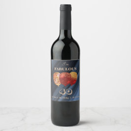 Etiqueta Para Botella De Vino Fabuloso 40.º Purpurina de oro Globos Rojos