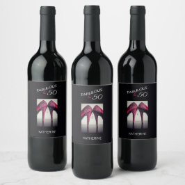 Etiqueta Para Botella De Vino Fabulosos 50 tacones altos de glam rojo 50 cumplea