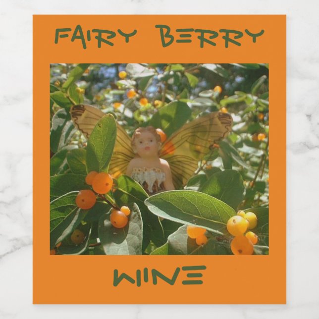 ETIQUETA PARA BOTELLA DE VINO FAIRY BERRY WINE - (Etiqueta única)