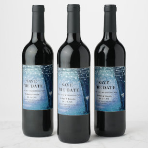 Etiqueta Para Botella De Vino Fairytale El Bosque Encantado Azul Oscuro Salva La