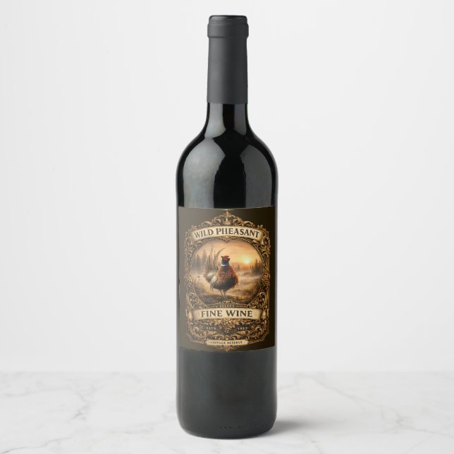 Etiqueta Para Botella De Vino Faisán  (Anverso)