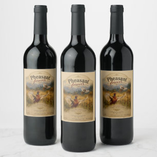 Etiqueta Para Botella De Vino Faisán Forever – Arte de Vida Silvestre de Caza de
