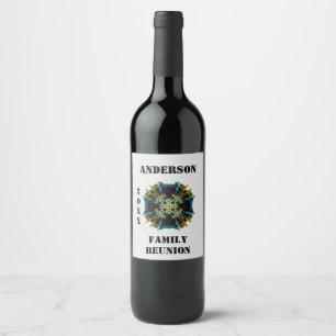 Etiqueta Para Botella De Vino Familia única Reunión Celestial Kaleidoscope