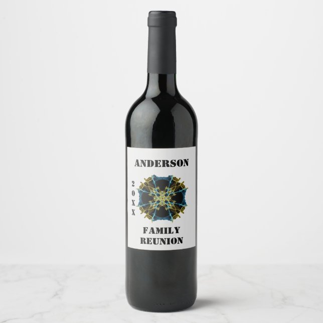 Etiqueta Para Botella De Vino Familia única Reunión Celestial Kaleidoscope (Anverso)