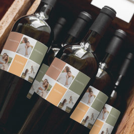 Etiqueta Para Botella De Vino Family Collage Photo | Thankful Blessed Grateful