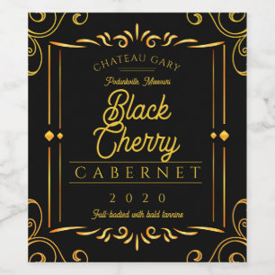 Etiqueta Para Botella De Vino Fancy black faux gold casero wine personalizado