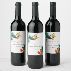 Etiqueta Para Botella De Vino Fancy Tropical Boda