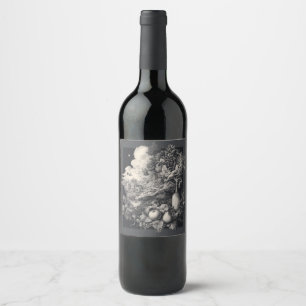 Etiqueta Para Botella De Vino Fantasía de viñedos con uvas y arte de botellas