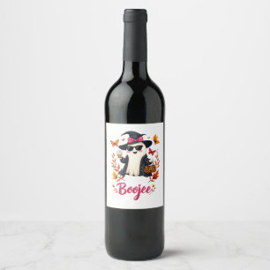 Etiqueta Para Botella De Vino Fantasma elegante de Boojee Sassy en Halloween
