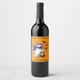 Etiqueta Para Botella De Vino Fantasma femenino espeluznante Halloween