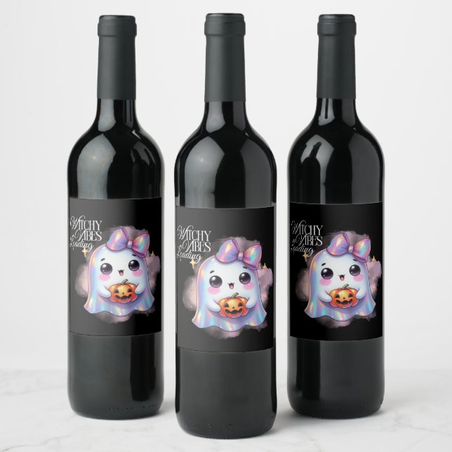 Etiqueta Para Botella De Vino Fantasma irlandés de Halloween (Botellas)