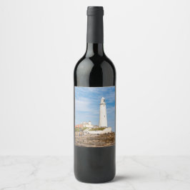 Etiqueta Para Botella De Vino Faro de Whitley Bay