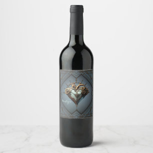 Etiqueta Para Botella De Vino Fascinante corazón de vapor punk