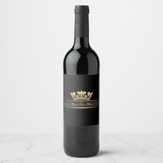 Etiqueta Para Botella De Vino Faux Gold Crown Wine Label (Anverso)