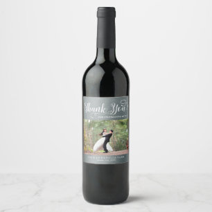 Etiqueta Para Botella De Vino Faux Silver Gracias Personalizado Photo Wedding Fa