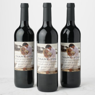 Etiqueta Para Botella De Vino Favor de agradecimiento de foto de boda