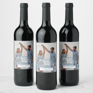 Etiqueta Para Botella De Vino Favor de agradecimiento de foto de boda