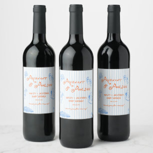 Etiqueta Para Botella De Vino Favor de Baby Shower de verano embarazada y junto 