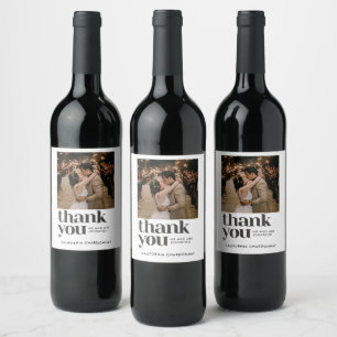 Etiqueta Para Botella De Vino Favor de boda de agradecimiento de foto moderna