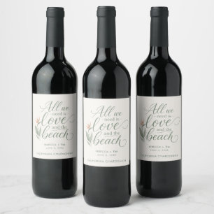 Etiqueta Para Botella De Vino Favor de boda en destino de playa tropical