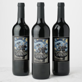 Etiqueta Para Botella De Vino Favor de boda gótico esqueleto Van Gogh hasta la m