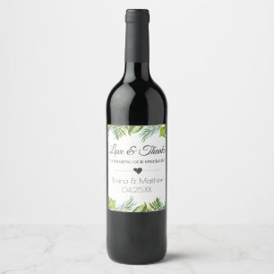 Etiqueta Para Botella De Vino Favor de etiqueta de vino de boda Greenery Palm